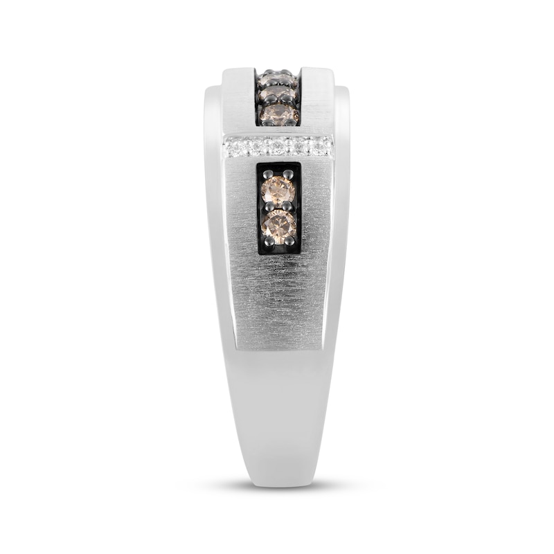 Main Image 2 of Now + Forever Men's Champagne & White Diamond Wedding Band 1/3 ct tw 10K White Gold