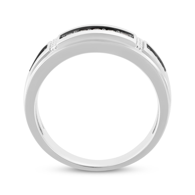Main Image 3 of Now + Forever Men's Champagne & White Diamond Wedding Band 1/3 ct tw 10K White Gold