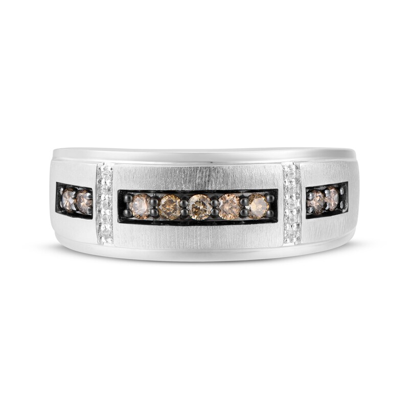 Main Image 4 of Now + Forever Men's Champagne & White Diamond Wedding Band 1/3 ct tw 10K White Gold