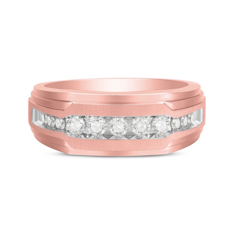 Main Image 4 of Now + Forever Men's Diamond Wedding Band 1/2 ct tw 10K Rose Gold