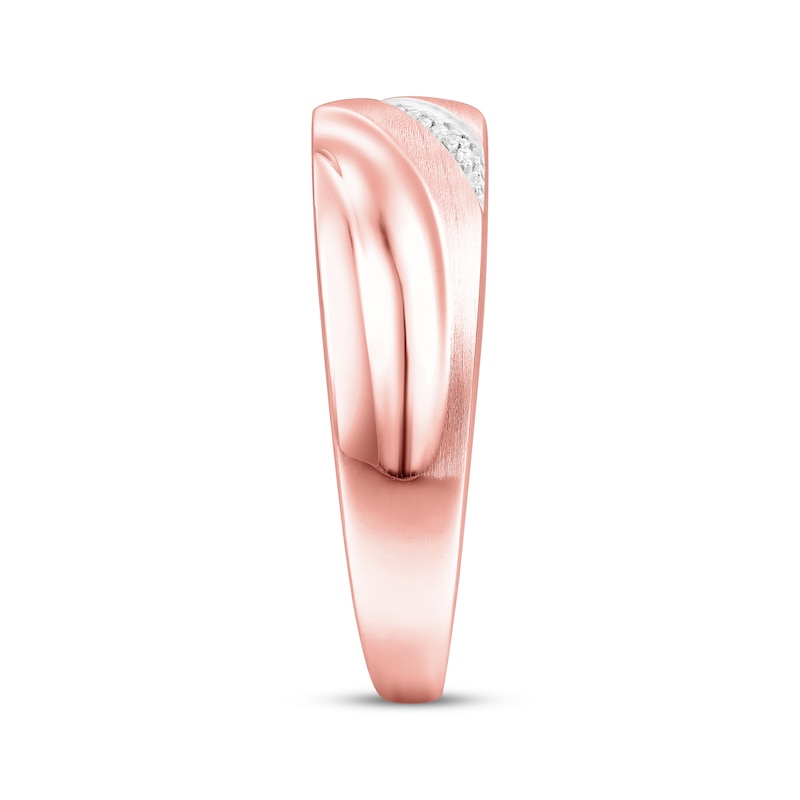 Main Image 2 of Now + Forever Men's Diamond Accent Diagonal Wedding Band 10K Rose Gold