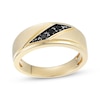Thumbnail Image 1 of Now + Forever Men's Black Diamond Three-Stone Wedding Band 1/5 ct tw 10K Yellow Gold