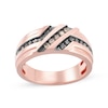 Thumbnail Image 1 of Now + Forever Men's Black & Champagne Diamond Wedding Band 1/3 ct tw 10K Rose Gold