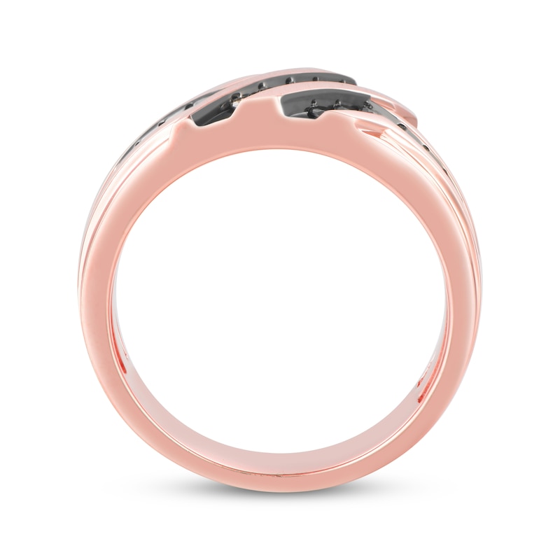 Main Image 3 of Now + Forever Men's Black & Champagne Diamond Wedding Band 1/3 ct tw 10K Rose Gold