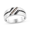 Thumbnail Image 1 of Now + Forever Men's Black & Champagne Diamond Wedding Band 1/3 ct tw 10K White Gold