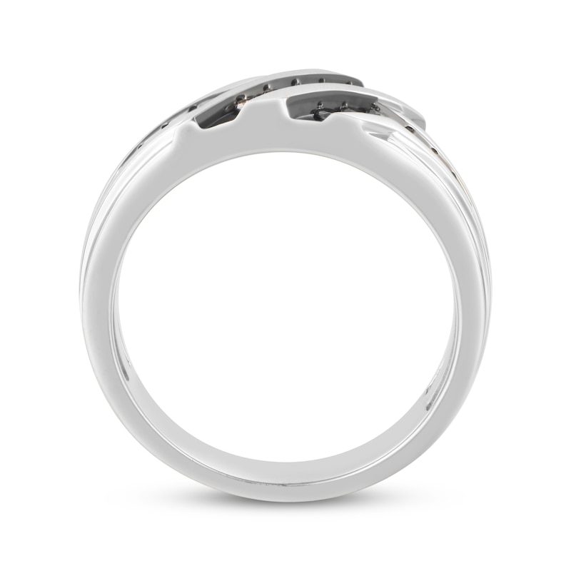 Main Image 3 of Now + Forever Men's Black & Champagne Diamond Wedding Band 1/3 ct tw 10K White Gold