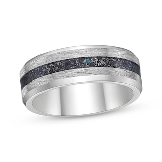 Men's Crushed Titanium Inlay Ring Stainless Steel