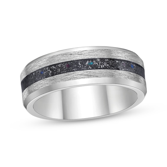 Men's Crushed Titanium Inlay Ring Stainless Steel