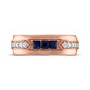 Thumbnail Image 3 of Now + Forever Men's Square-Cut Natural Blue Sapphire & Round-Cut Diamond Wedding Band 1/5 ct tw 10K Rose Gold