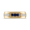 Thumbnail Image 3 of Now + Forever Men's Square-Cut Natural Blue Sapphire & Round-Cut Diamond Wedding Band 1/5 ct tw 10K Yellow Gold