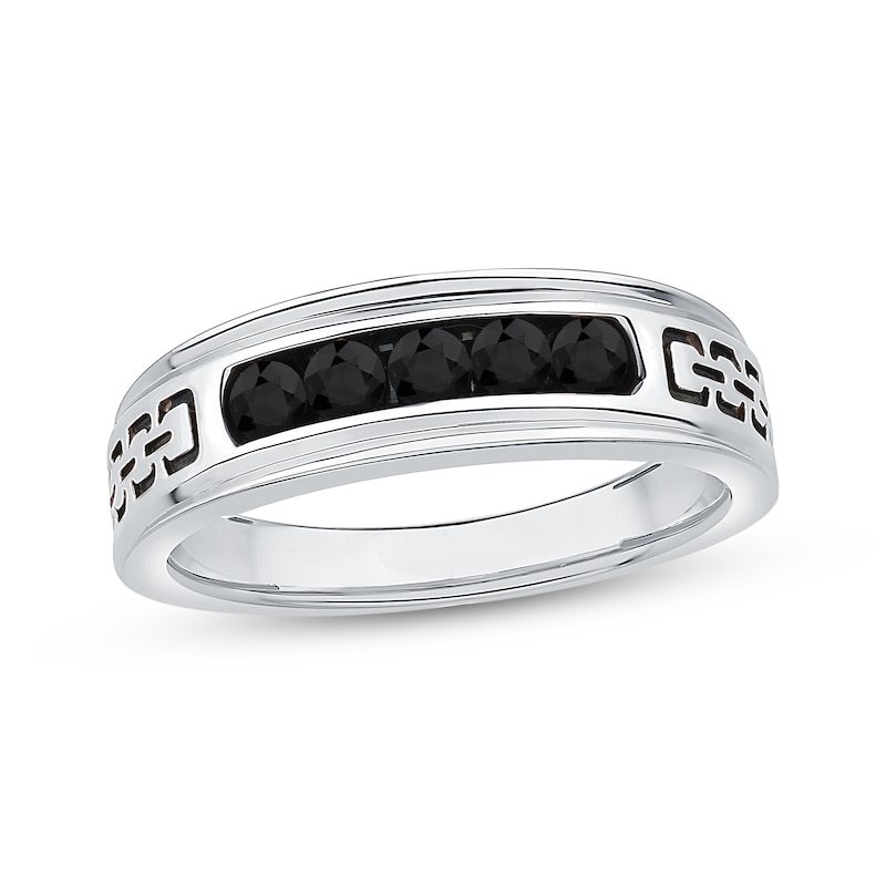 Main Image 1 of Now + Forever Men's Black Diamond Five-Stone Wedding Band 1/2 ct tw 10K White Gold