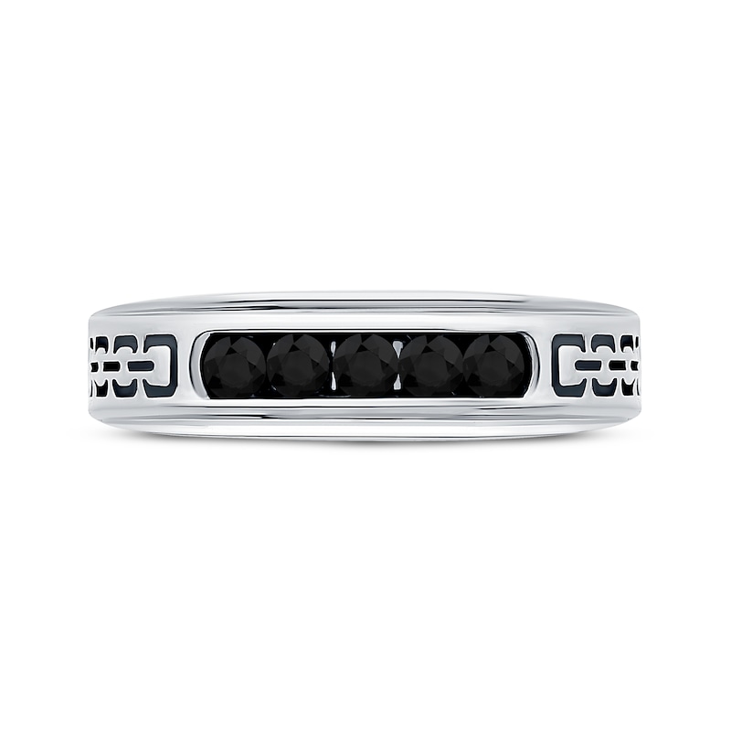 Main Image 3 of Now + Forever Men's Black Diamond Five-Stone Wedding Band 1/2 ct tw 10K White Gold