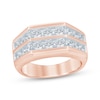 Thumbnail Image 1 of Now + Forever Men's Diamond Angled Two-Row Wedding Band 2 ct tw 10K Rose Gold
