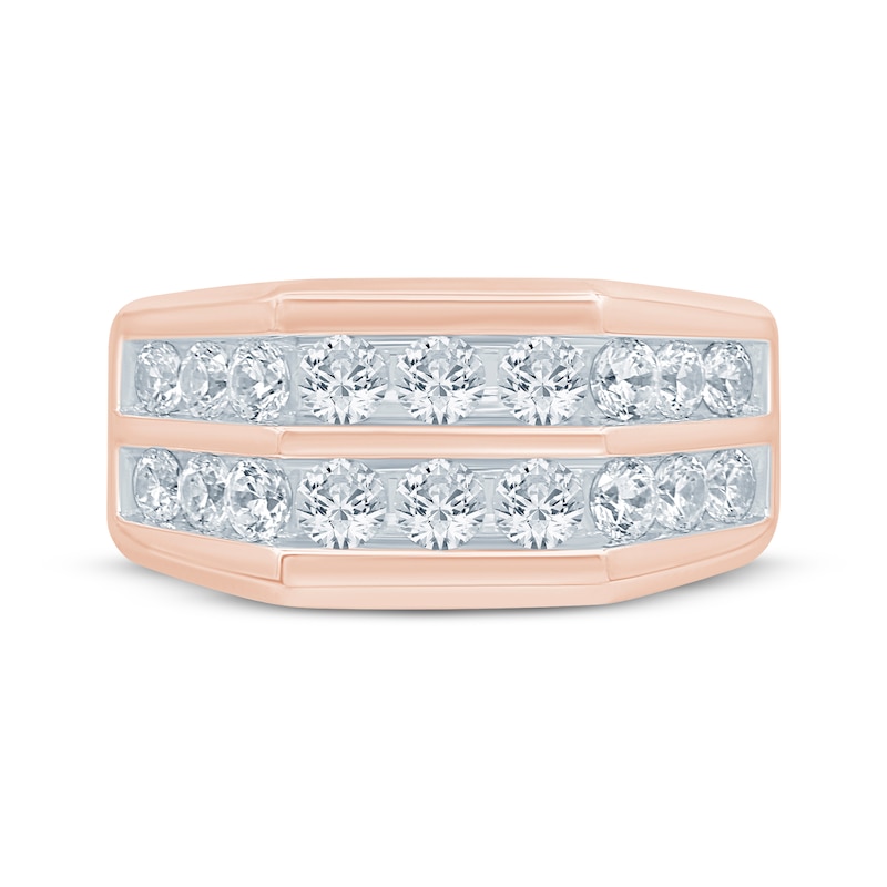 Main Image 3 of Now + Forever Men's Diamond Angled Two-Row Wedding Band 2 ct tw 10K Rose Gold