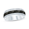 Thumbnail Image 1 of Now + Forever Men's Diamond Black Stripe Wedding Band 1/2 ct tw 10K White Gold