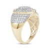 Thumbnail Image 2 of Men's Baguette & Round-Cut Multi-Diamond Oval Ring 2 ct tw 10K Yellow Gold