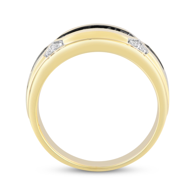Main Image 3 of Now + Forever Men's Black & White Diamond Wedding Band 3/8 ct tw 10K Yellow Gold