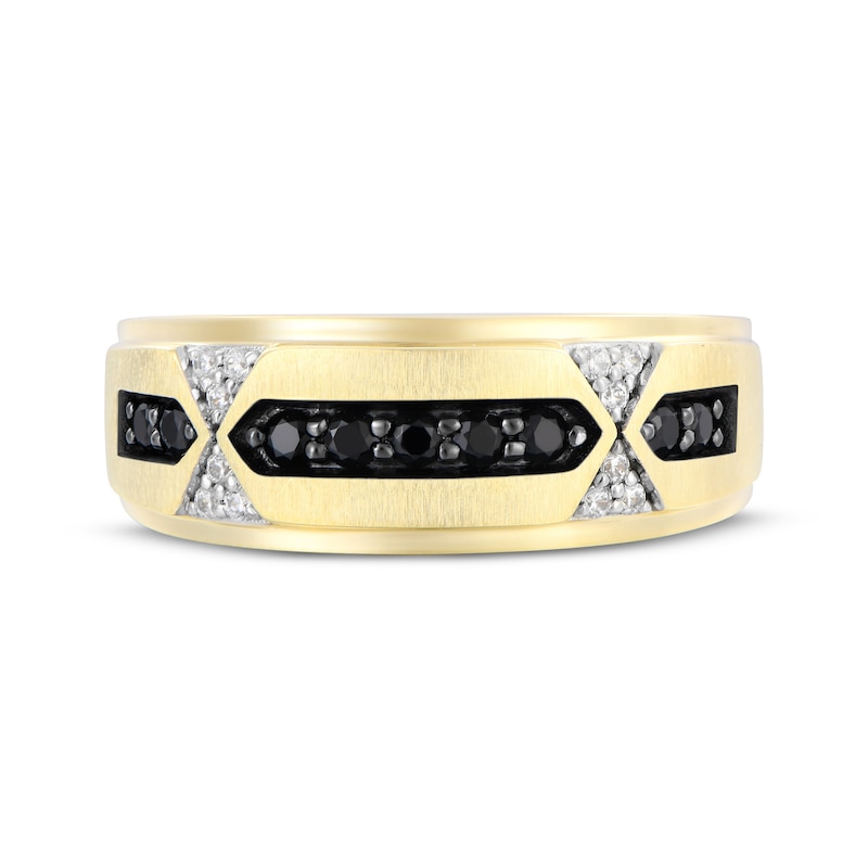 Main Image 4 of Now + Forever Men's Black & White Diamond Wedding Band 3/8 ct tw 10K Yellow Gold