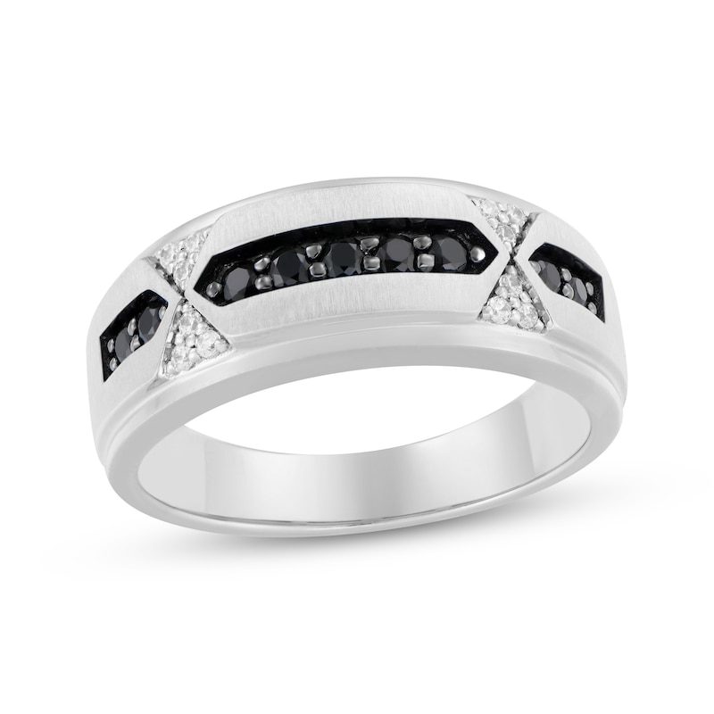 Main Image 1 of Now + Forever Men's Black & White Diamond Wedding Band 3/8 ct tw 10K White Gold