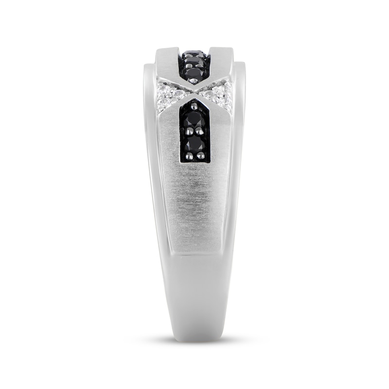 Main Image 2 of Now + Forever Men's Black & White Diamond Wedding Band 3/8 ct tw 10K White Gold