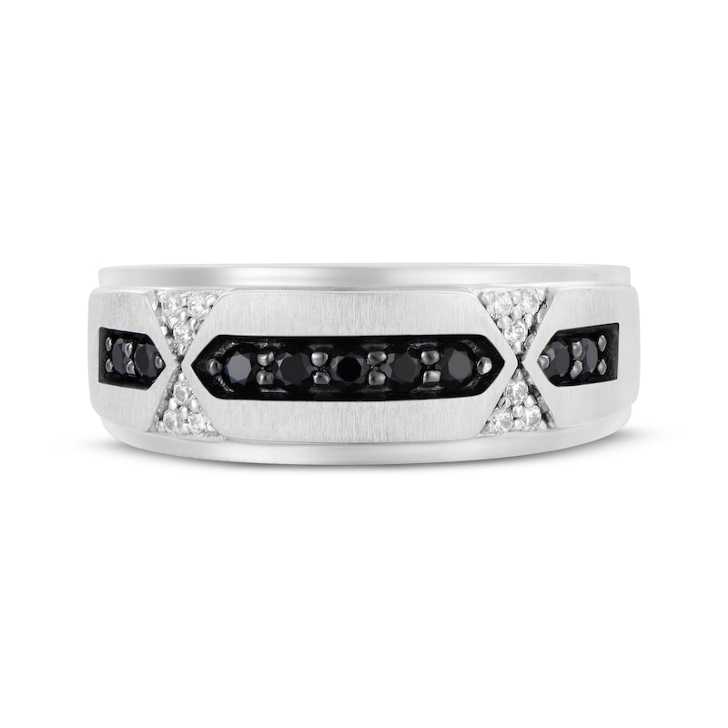 Main Image 4 of Now + Forever Men's Black & White Diamond Wedding Band 3/8 ct tw 10K White Gold