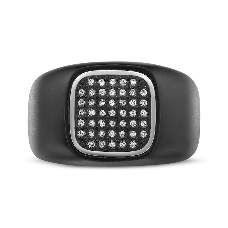 Main Image 4 of Men's White Lab-Created Sapphire Ring Black Ion-Plated Stainless Steel