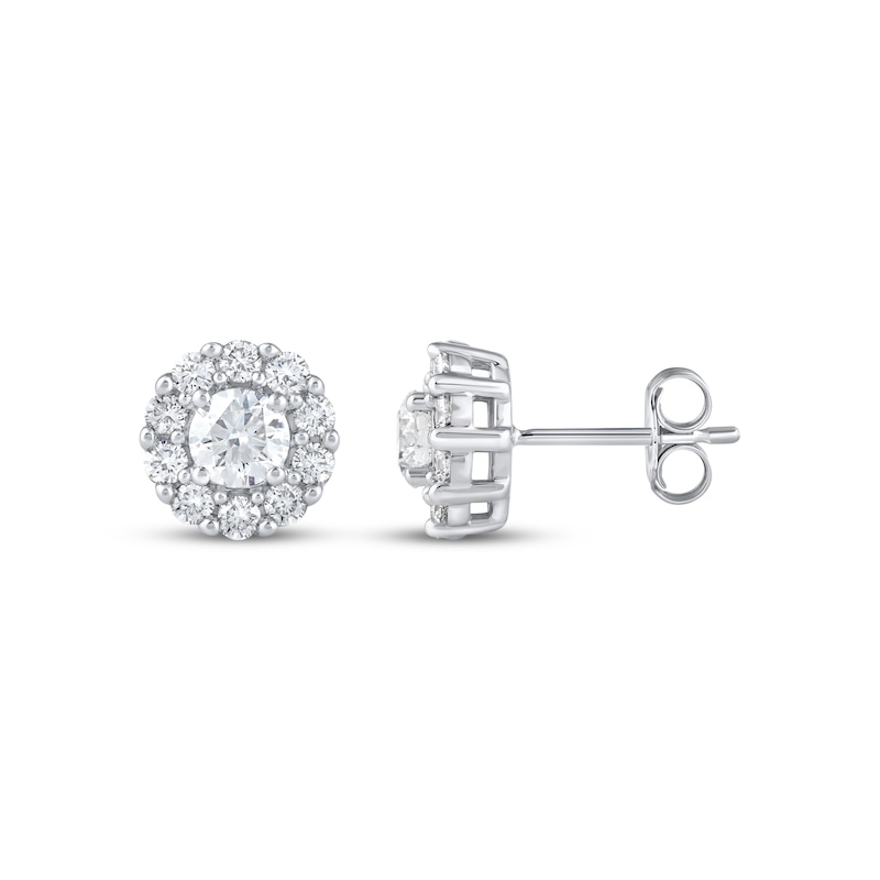 Main Image 1 of KAY Lab-Grown Diamonds Halo Stud Earrings 1-1/2 ct tw 10K White Gold