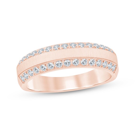 Now + Forever Men's Diamond Edge Wedding Band 1/2 ct tw 10K Rose Gold