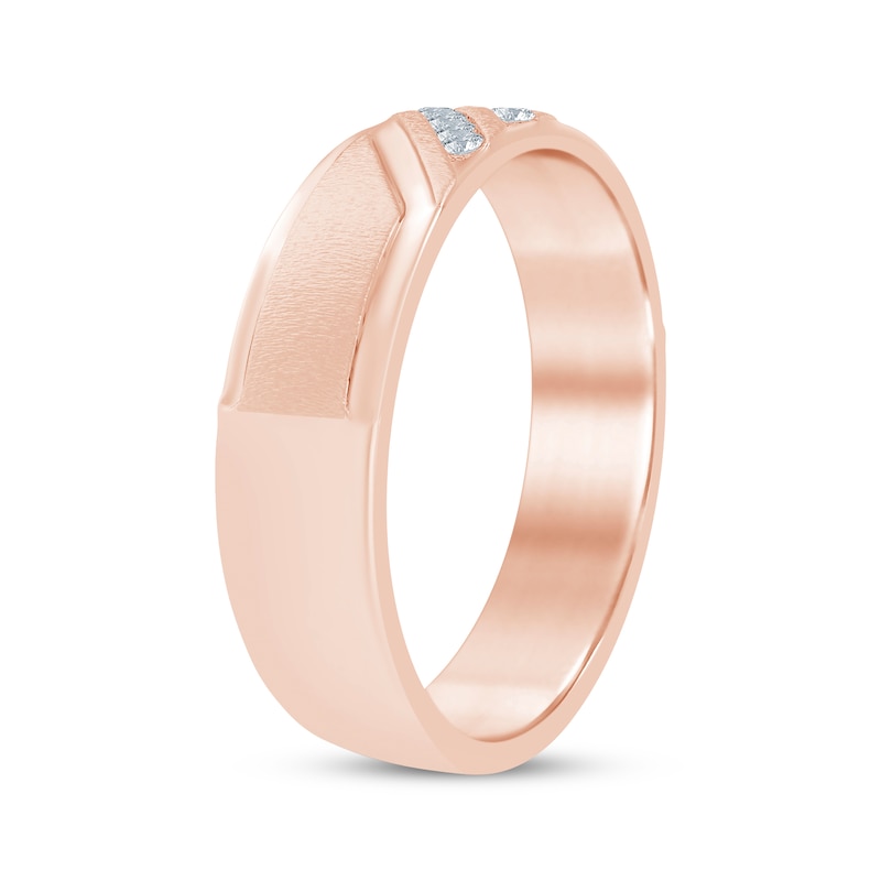 Main Image 2 of Now + Forever Men's Diamond Diagonal Wedding Band 1/10 ct tw 10K Rose Gold