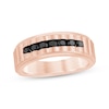 Thumbnail Image 1 of Now + Forever Men's Black Diamond Ribbed Wedding Band 3/4 ct tw 10K Rose Gold
