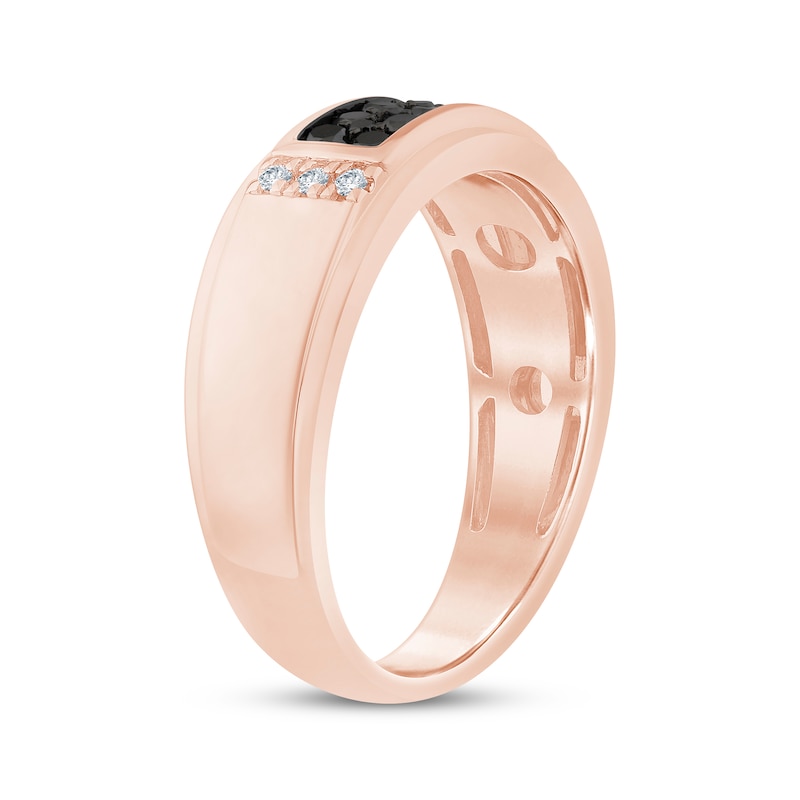 Main Image 2 of Now + Forever Men's Black & White Diamond Wedding Band 1/2 ct tw 10K Rose Gold
