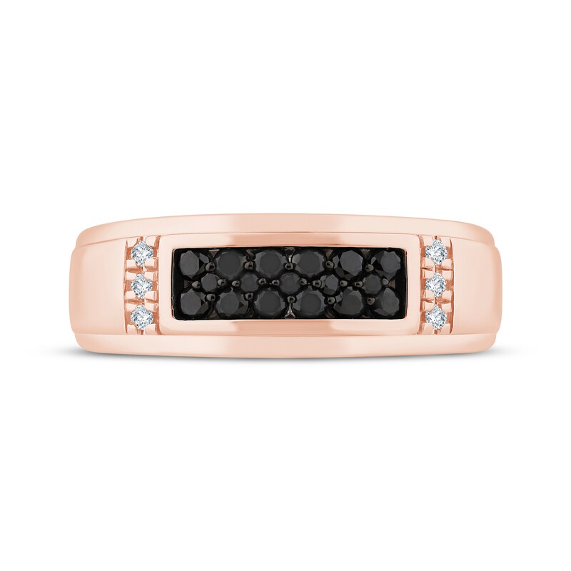 Main Image 3 of Now + Forever Men's Black & White Diamond Wedding Band 1/2 ct tw 10K Rose Gold