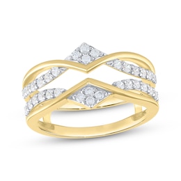 Now + Forever Diamond Chevron Enhancer Ring 1/2 ct tw 14K Yellow Gold