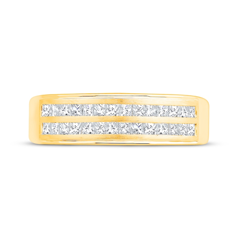 Main Image 3 of Now + Forever Men's Square-Cut Diamond Two-Row Wedding Band 3/4 ct tw 10K Yellow Gold