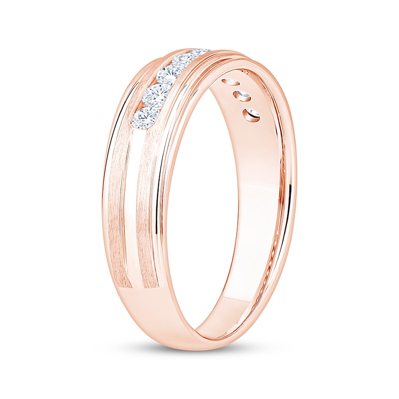 Main Image 2 of Now + Forever Men's Diamond Nine-Stone Wedding Band 1/2 ct tw 10K Rose Gold