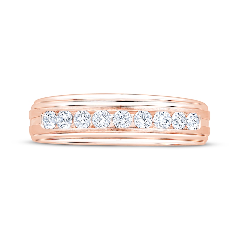 Main Image 3 of Now + Forever Men's Diamond Nine-Stone Wedding Band 1/2 ct tw 10K Rose Gold