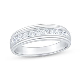 Now + Forever Men's Diamond Nine-Stone Wedding Band 1/2 ct tw 10K White Gold