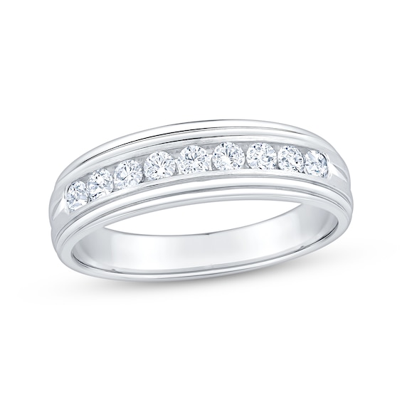 Now + Forever Men's Diamond Nine-Stone Wedding Band 1/ ct tw 10K White Gold