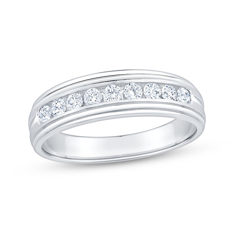 Main Image 1 of Now + Forever Men's Diamond Nine-Stone Wedding Band 1/2 ct tw 10K White Gold