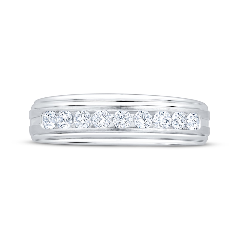 Main Image 3 of Now + Forever Men's Diamond Nine-Stone Wedding Band 1/2 ct tw 10K White Gold