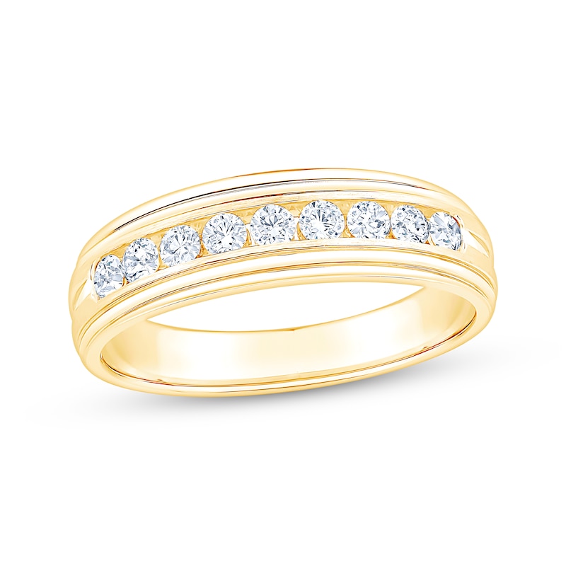 Main Image 1 of Now + Forever Men's Diamond Nine-Stone Wedding Band 1/2 ct tw 10K Yellow Gold