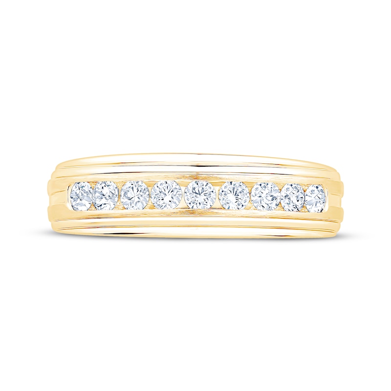 Main Image 3 of Now + Forever Men's Diamond Nine-Stone Wedding Band 1/2 ct tw 10K Yellow Gold