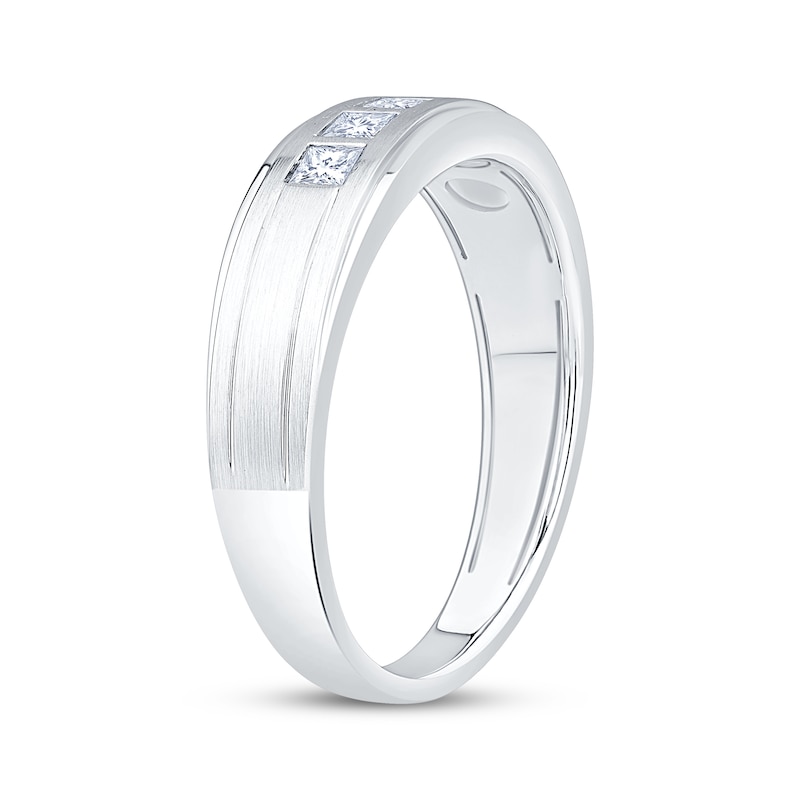 Main Image 2 of Now + Forever Men's Square-Cut Diamond Five-Stone Wedding Band 1/2 ct tw 10K White Gold