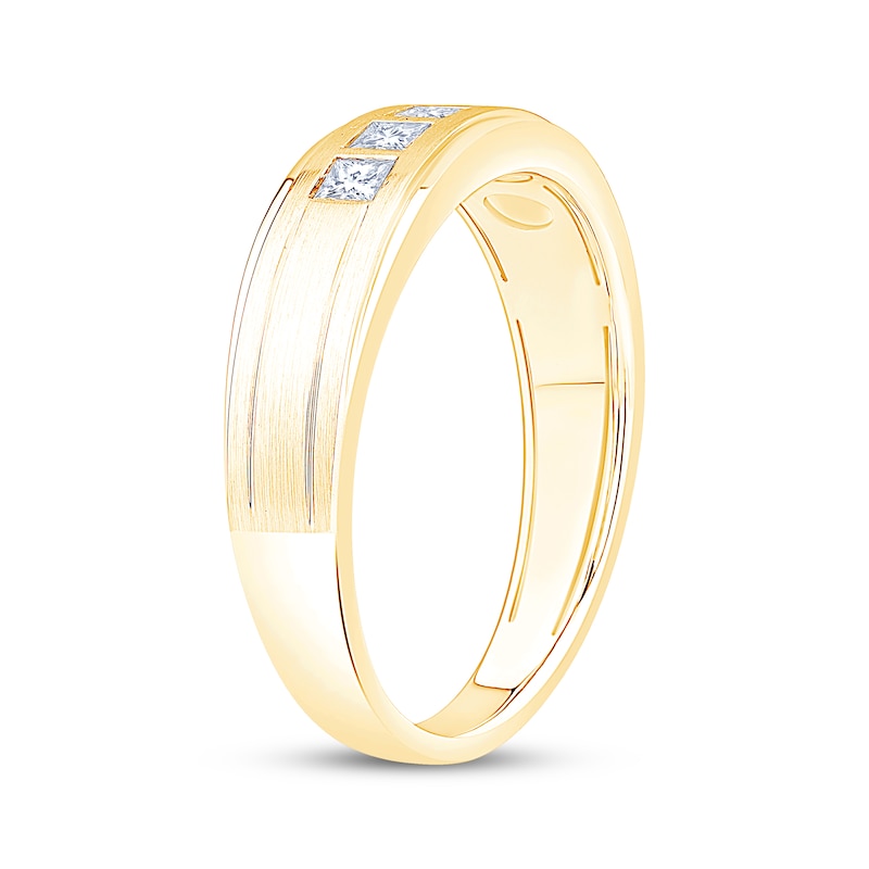 Main Image 2 of Now + Forever Men's Square-Cut Diamond Five-Stone Wedding Band 1/2 ct tw 10K Yellow Gold