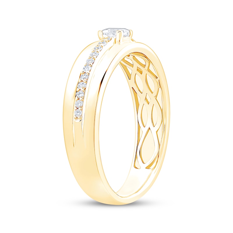 Main Image 2 of Now + Forever Men's Square & Round-Cut Diamond Wedding Band 1/2 ct tw 10K Yellow Gold