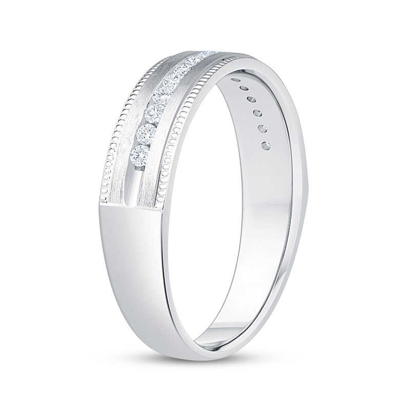 Main Image 2 of Now + Forever Men's Diamond Milgrain Wedding Band 1/4 ct tw 10K White Gold