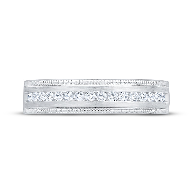 Main Image 3 of Now + Forever Men's Diamond Milgrain Wedding Band 1/4 ct tw 10K White Gold
