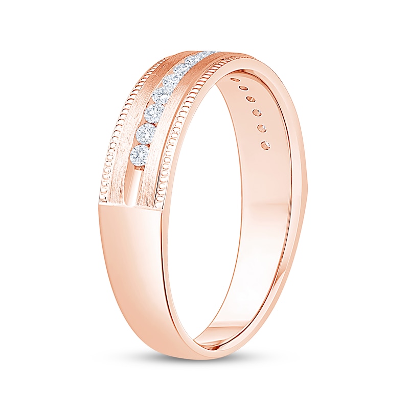 Main Image 2 of Now + Forever Men's Diamond Milgrain Wedding Band 1/4 ct tw 10K Rose Gold