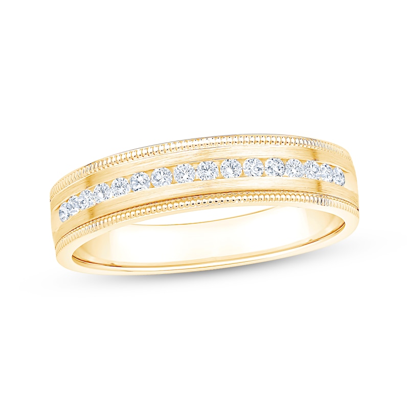 Main Image 1 of Now + Forever Men's Diamond Milgrain Wedding Band 1/4 ct tw 10K Yellow Gold