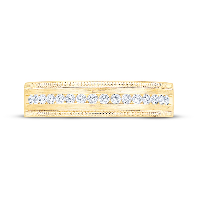 Main Image 3 of Now + Forever Men's Diamond Milgrain Wedding Band 1/4 ct tw 10K Yellow Gold